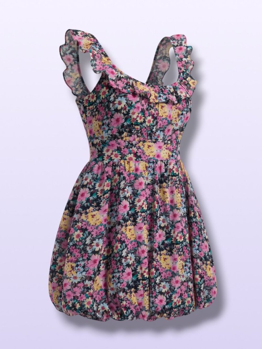 Gap NWT Royal Blue Cotton Smocked Floral Ruffle‎ Straps Dress L Tall